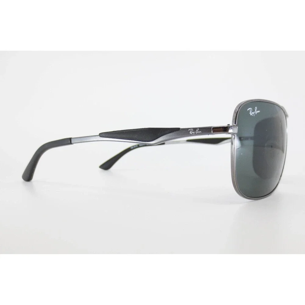 Ray-Ban RB 3515 004/71 Gunmetal Square Aviator Sunglasses 61mm Dark Green Lenses